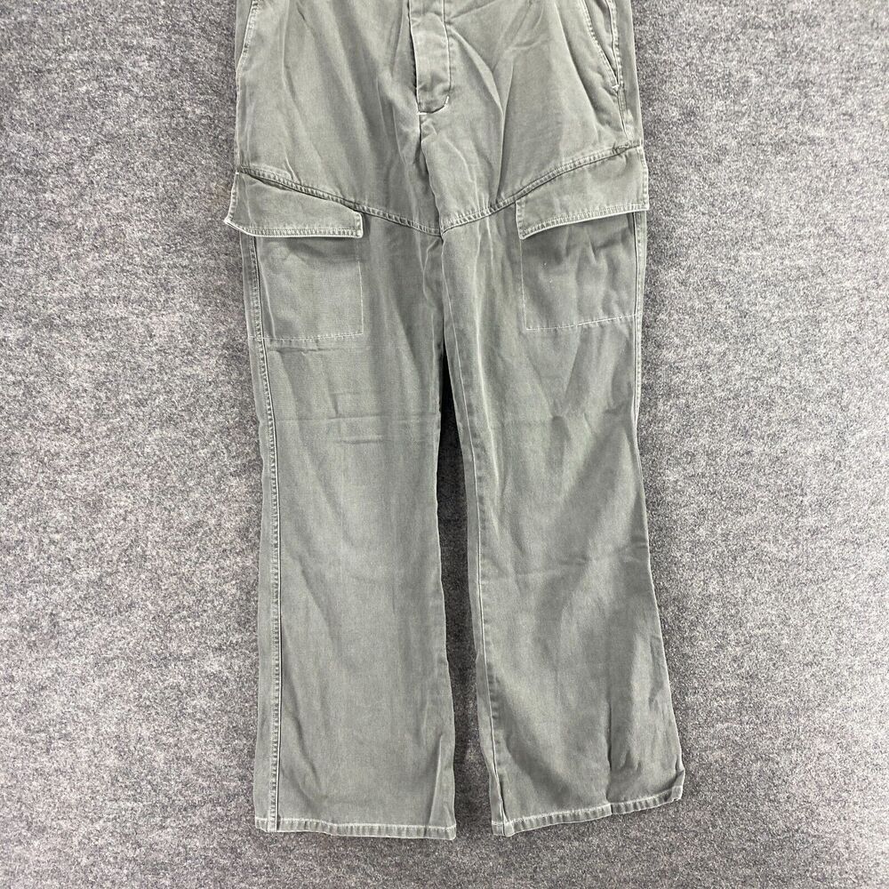 American Eagle Cargo Khakis Pants Women 12 Gray High Rise Flat Front Cotton - Picture 4 of 9
